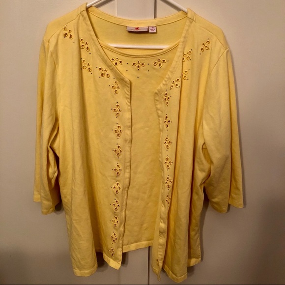 Quacker Factory QVC Top with Eyelets Rhinestones - Picture 1 of 7